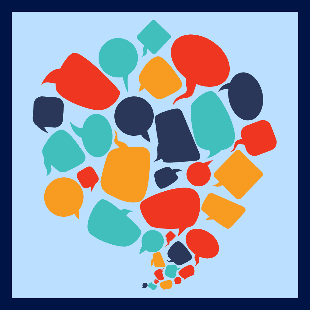 Cluster of colorful speech bubbles